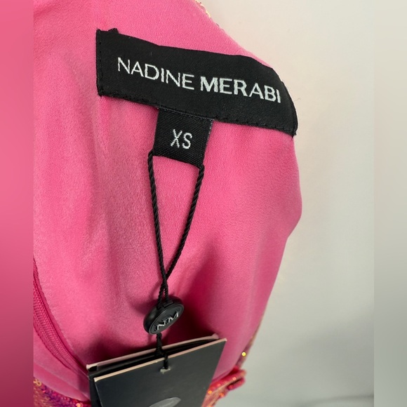 Nadine Merabi Bailey Deep Plunge Sequin Mini Blazer Dress Hot Pink NWT - Picture 12 of 12